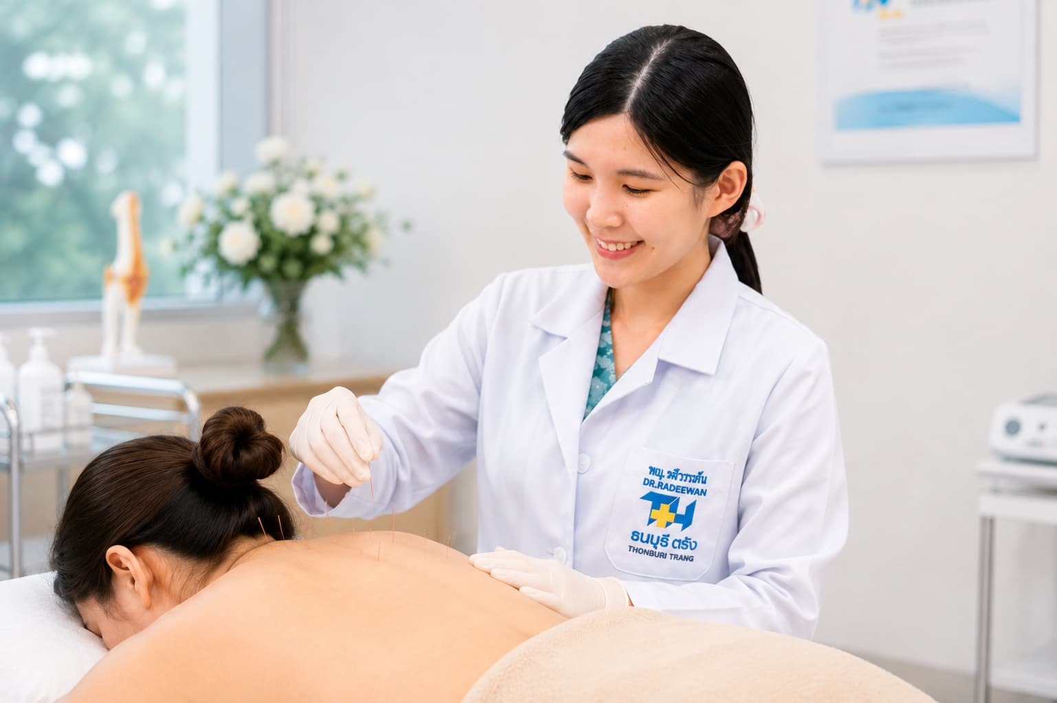 นักกายภาพบำบัดทำ Dry Needling ฝังเข็มแห้งบรรเทาปวดกล้ามเนื้อ โรงพยาบาลธนบุรีตรัง