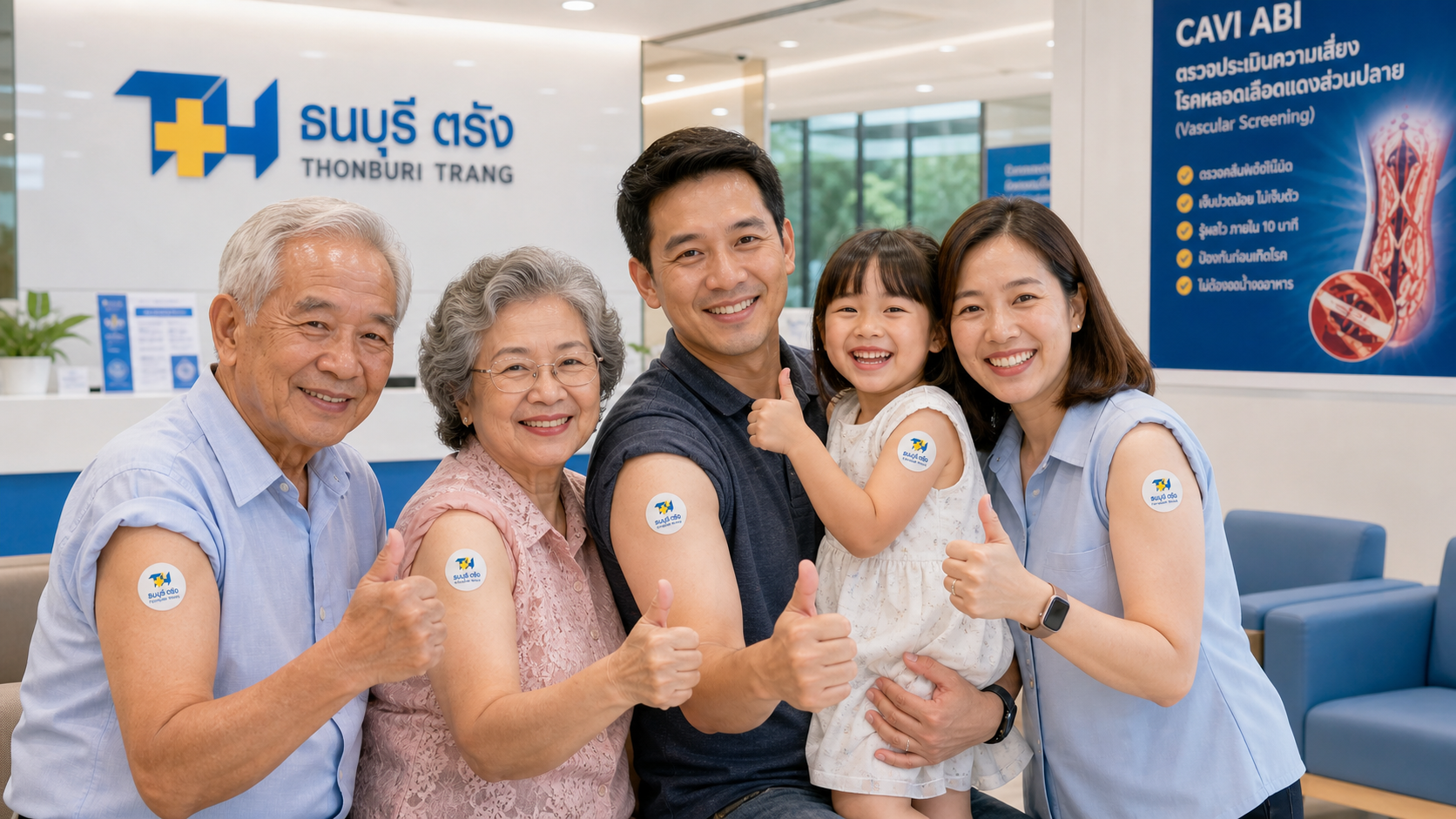 ครอบครัวชาวตรังมาฉีดวัคซีนไข้หวัดใหญ่ที่โรงพยาบาลธนบุรีตรัง